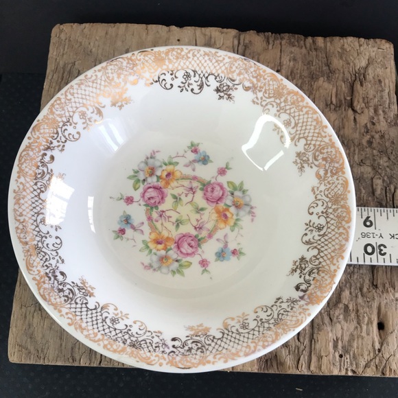 6 Shabby Chic Floral Gold Rimmed Small Bowls - Picture 6 of 7